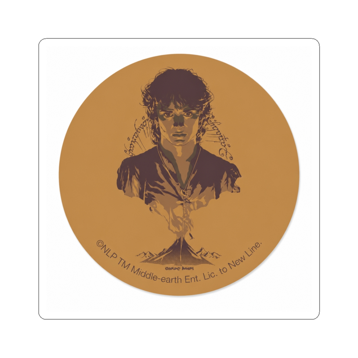 FRODO™ MOUNT DOOM™ Tengwar Inscription Graphic Classic Round Sticker | Inscryption - Official stickers merchandise