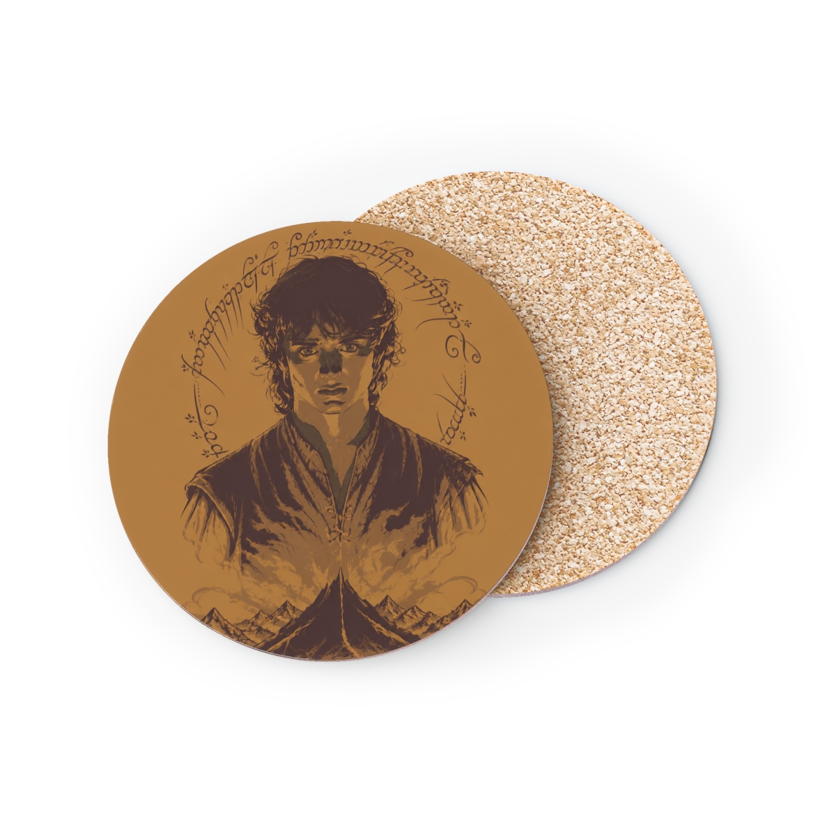 FRODO™ MOUNT DOOM™ Tengwar Inscription Graphic Square Paper Coaster | Inscryption - Official Creator merchandise